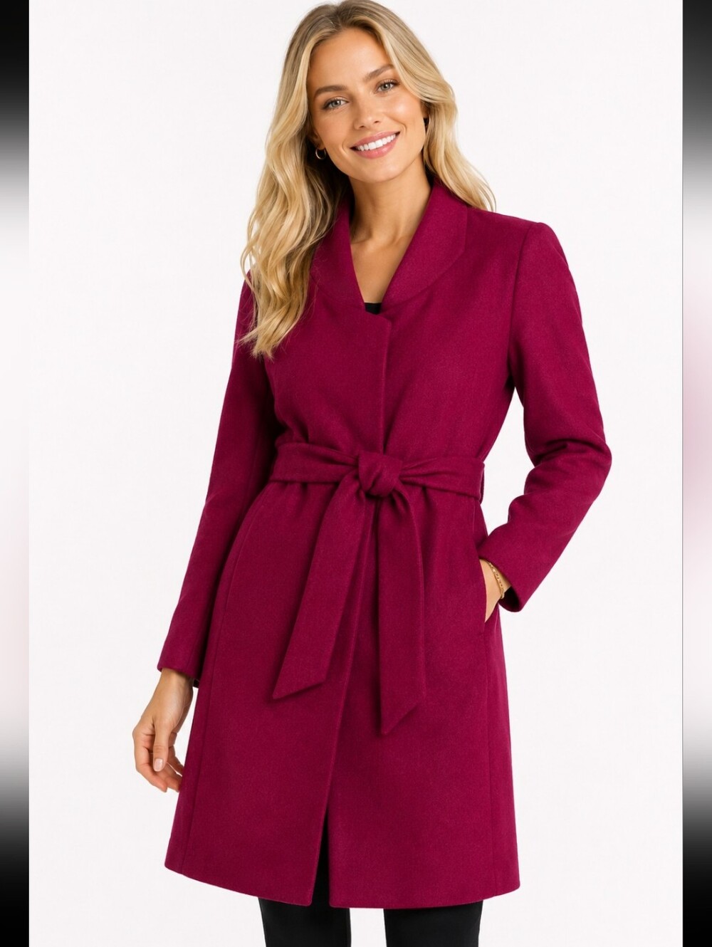 Ann Taylor Factory Berry Belted Trench Midi Coat (Sz:xs)